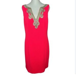 VINCE CAMUTO: Neon Coral Embroidered Dress!